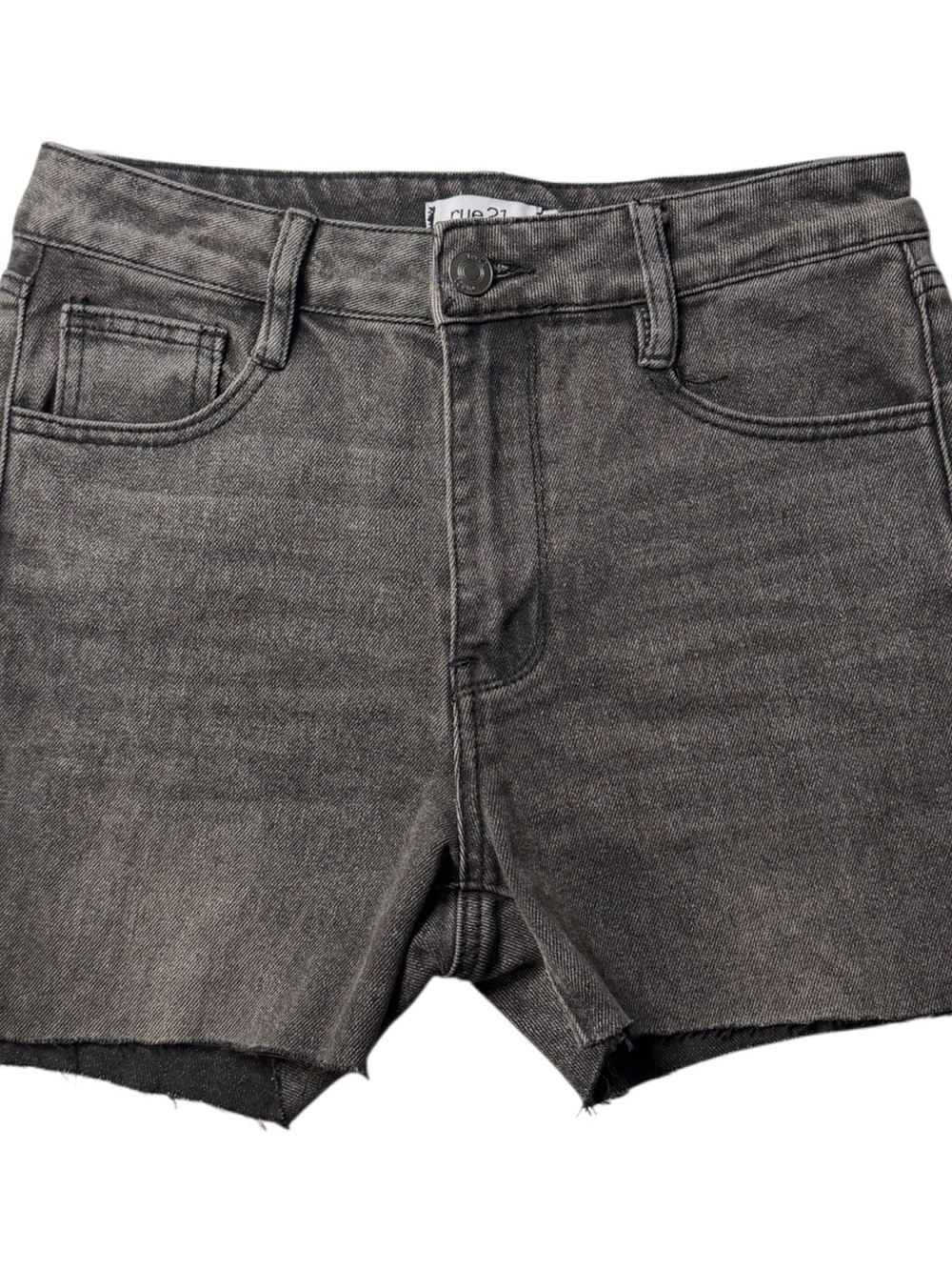 Rue21 Women’s High Rise Black Wash Denim Shorts Raw Hem Size 6